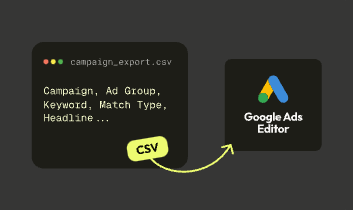 CSV export importing into Google Ads Editor